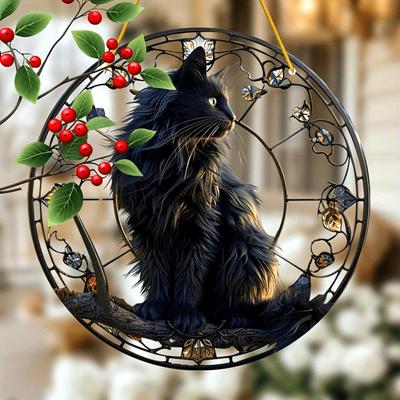 Cattura Sole Gatto Nero Grande Dimensione 20Cm, Decorazione da Appendere alla Finestra in Plastica Regalo di Compleanno per Amanti dei Gatti Decorazione per Interni/Esterni Giardino Camera da Letto Ufficio Casa