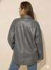 Stylish Women's Gray Shirt Lambskin Leather Office Fit Soft Causal Handmade Genuine