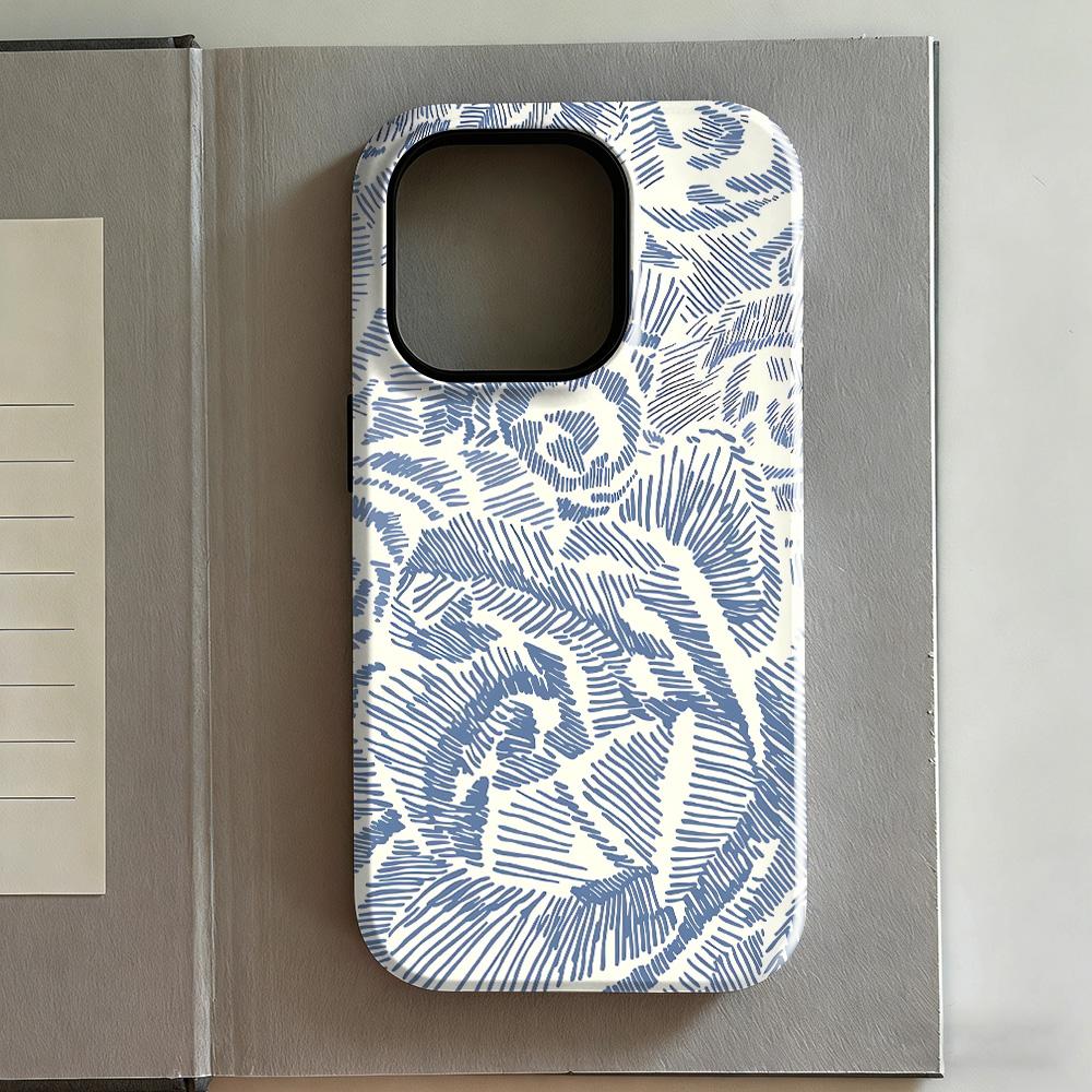 Clmj Blue Flowers Phone Case For Samsung Galaxy A56 A36 A26 S26 S25 S24 S23 S20FE Ultra Plus 5G Luxury Double-layer Back Cover
