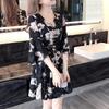 Trendiges Sommer 2019 Blumenmuster Schlankmachendes Koreanischer Stil Kleid für Frauen und Studentinnen
