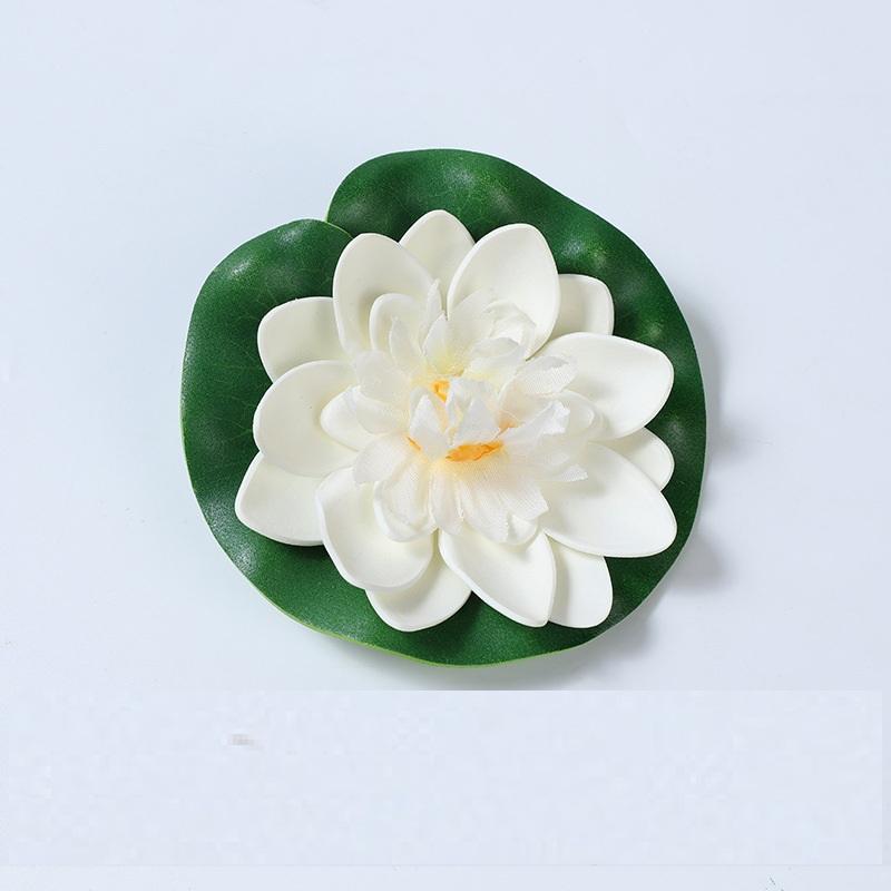 10 шт. Имитация листьев лотоса Белый лотос Танцующая рыбка Аквариум Декорация Искусственный ПУ Поддельная кувшинка Бассейн Декор Зеленое растение Цветочный белый