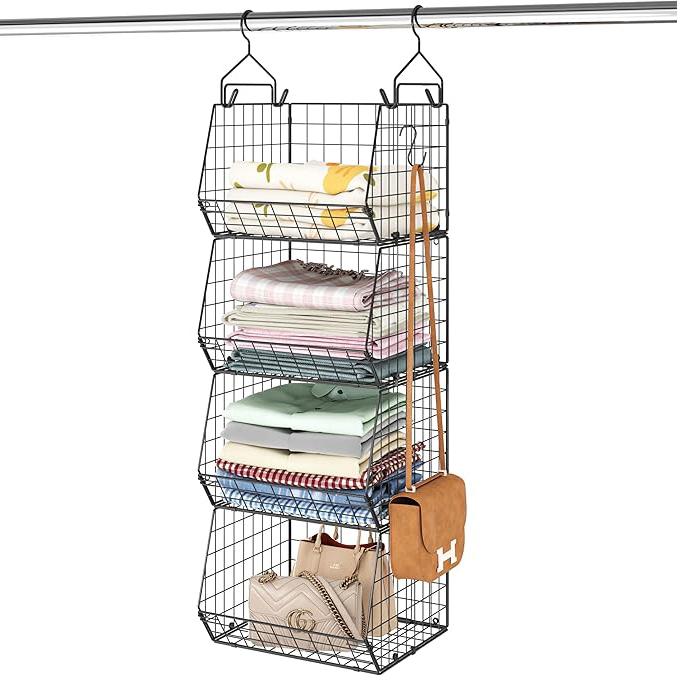 Hängender Kleiderschrank-Organizer mit 3/4/5/6 Ebenen, Kleiderhängeregale, Aufbewahrungskörbe für Kleidung, Pullover, Schuhe, Handtaschen, Clutches, Accessoires