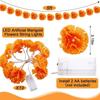 5 Ft LED Orange Marigold Garland Lights for Day of The Dead Halloween Diwali Christmas Party Home Decoration