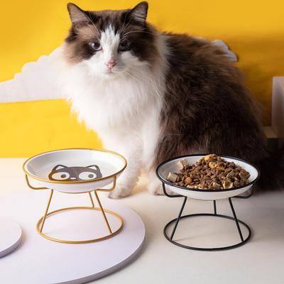 Cat Bowl Set Anti-Vomit Protect Cervical Vertebrae Indoor Cats Small Pets Colorful Patterns Pet