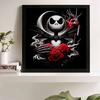 5D DIY Diamond Painting Decorative Skeleton Holding Flowers Looks Back Full Round Drill Scenery Diamond Embroidery Cross Stitch Kits Home Decor Gift