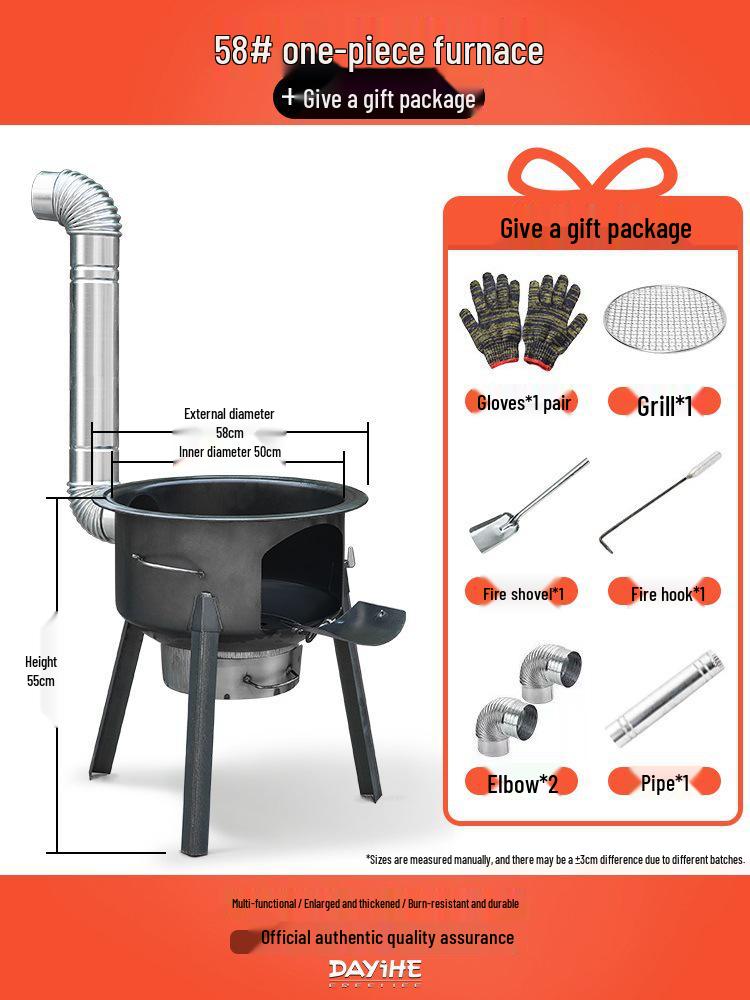 Portable Outdoor Camping Firewood Stove - Large Pot and Child Ground Pot Compatible