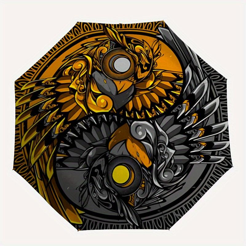 

1pc Golden Owl Design Automatic Opening/closing umbrella, Reinforced 8-Rib Construction, Compact Travel Umbrella yy250808210