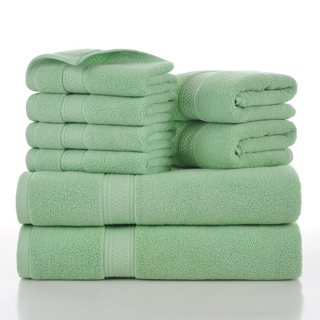 Style, plain cotton towel, eight-piece set of household towels, soft and absorbent.