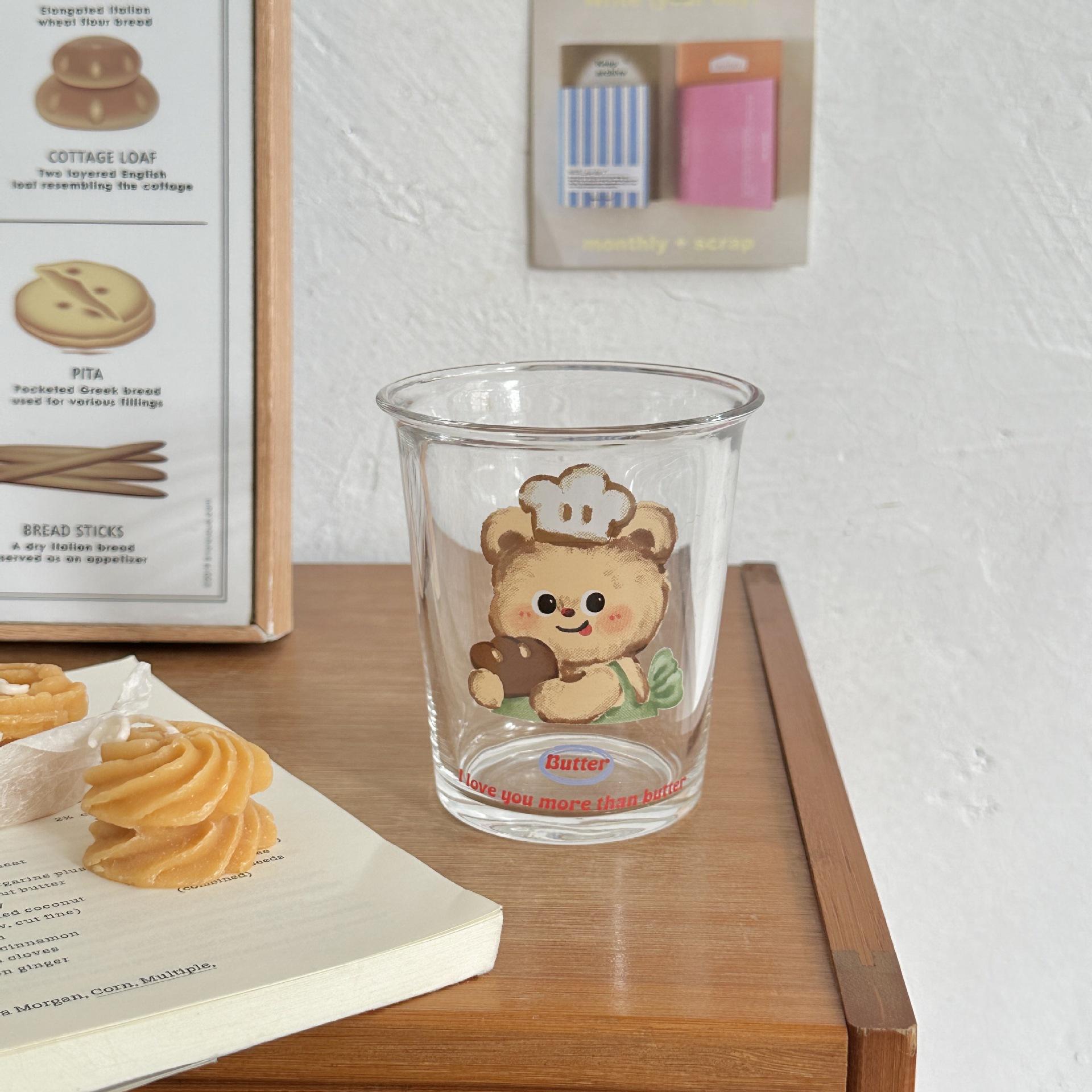 

Милая мультяшная стеклянная чашка, термостойкость, Ins Butter Bear, кофейная чашка, привлекательный внешний вид, чашка для воды, красивая чашка для завтрака 301-400ml