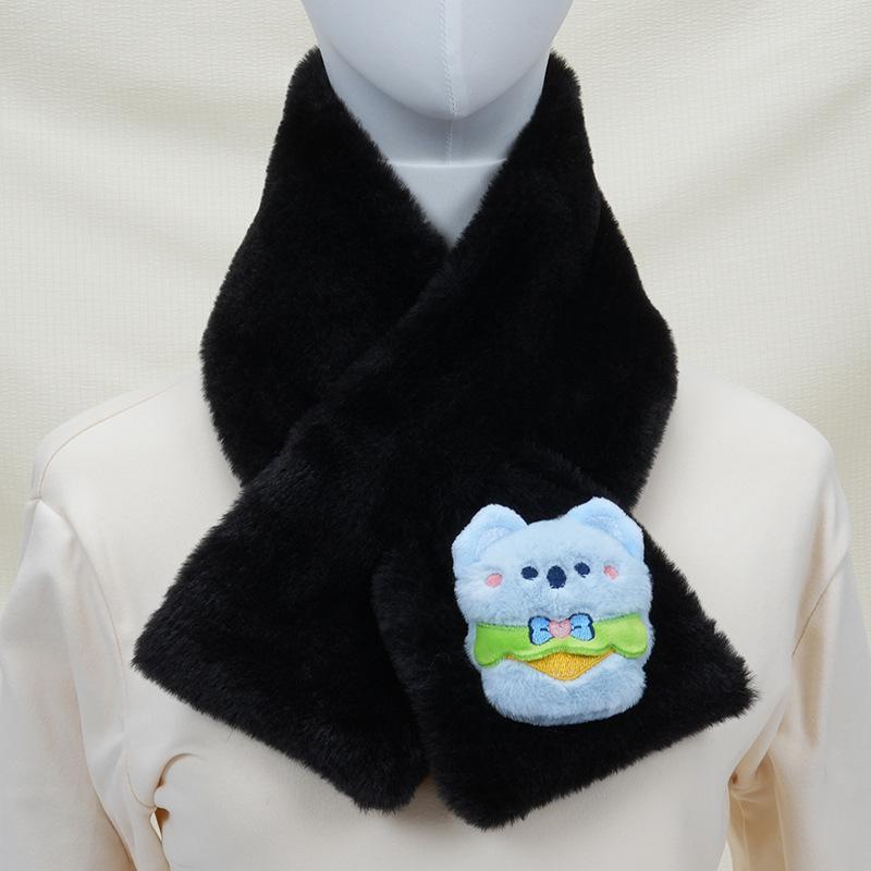 Children's Cartoon Panda Plush Scarf - Warm, Windproof Neck Gaiter for Autumn/Winter Boys & Girls.