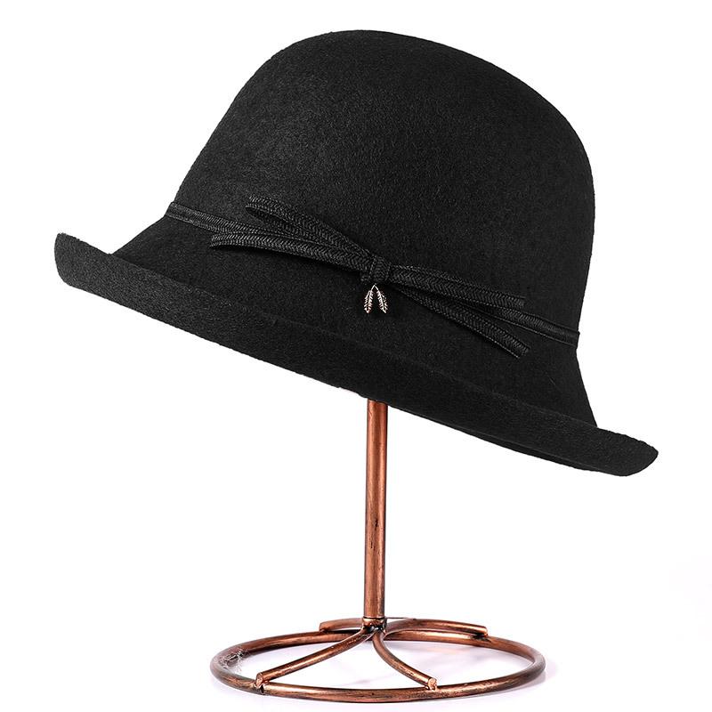 Wool Hat Women's Basin Hat Autumn and Winter Versatile Fashion Warm Bucket Hat Elegant Temperament Showing Face Woolen Top Hat