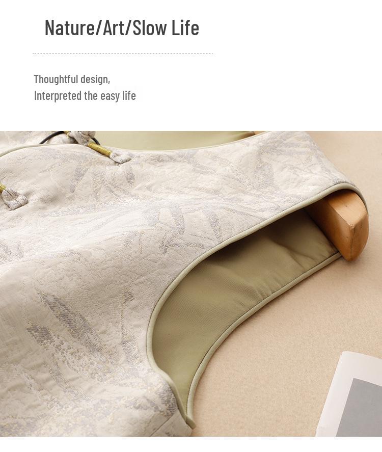 High-End Zen Style Women's Chinese Vest - Autumn Lightweight, Plus Size, Frog Button Design