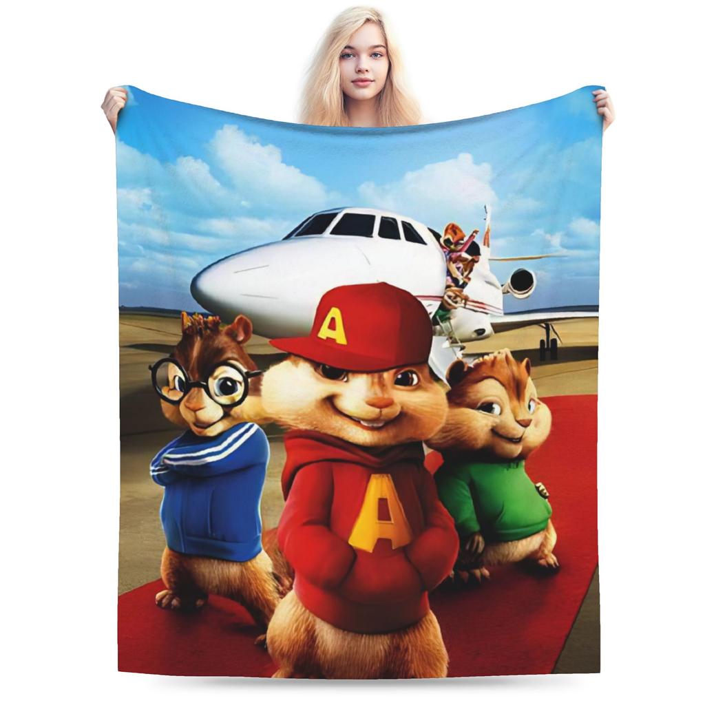 Super měkká deka Alvin a Chipmunkové Prémiový flanelový fleece Lehká přikrývka Teplé plyšové deky pro všechna roční období