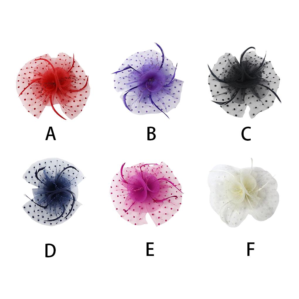 Women Flower Bow Net Hat Hair Clip for Bridesmaid Wedding Party Accessories Banquet Hair Clip Headdress