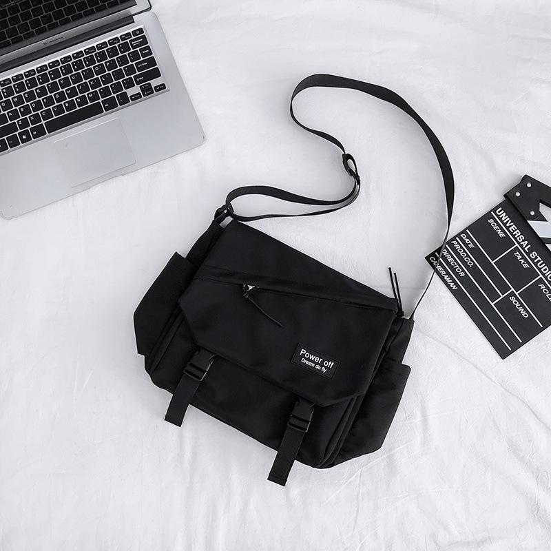 

Men s Japanese Casual Large Capacity Shoulder Messenger Bag - Sporty Student Style in Black