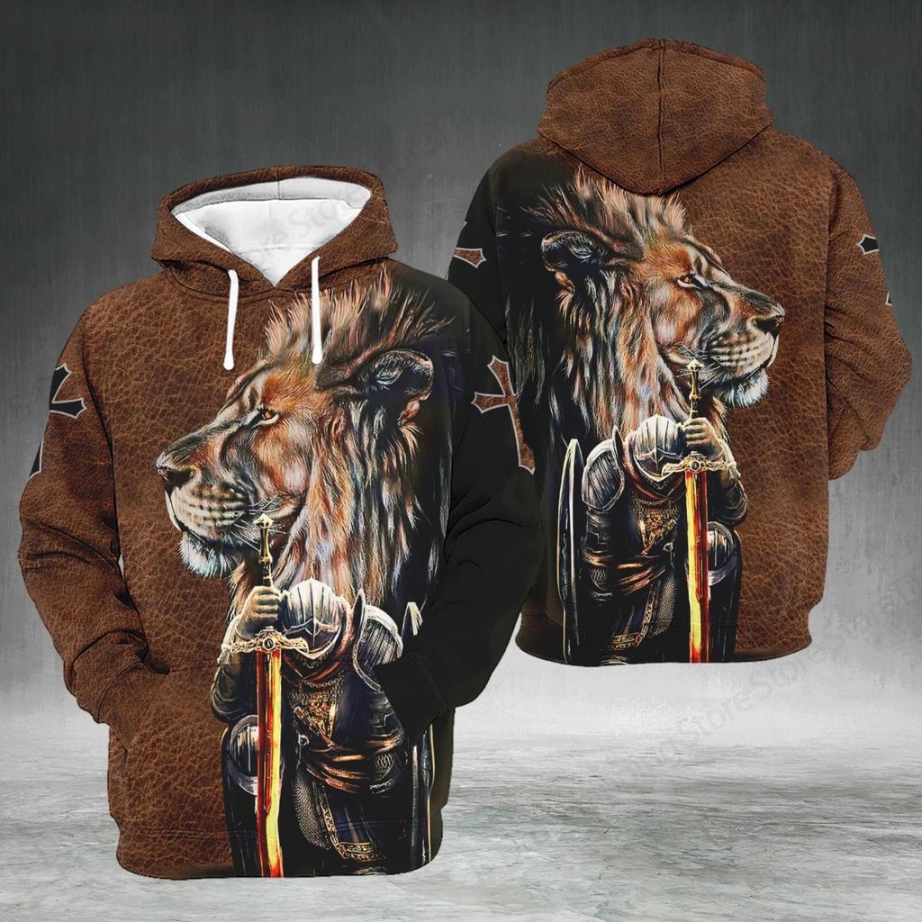 Lion Cross 3D Print Hoodie Men Women Fashion Jesus Faith Hoodie Sweatshirt Spring Autumn Coat Unisex Tracksuit Mens Clothng Teen
