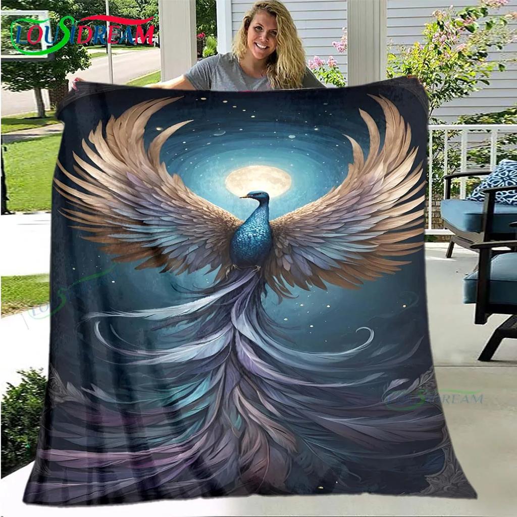 3D Popular Mythical Beast Phoenix Blanket,Flannel Throw Blanket for Home Bedroom Bed Sofa Picnic Office Hiking Leisure Nap Gift