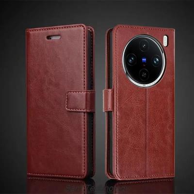 Flip Leder Brieftasche Telefon Fall Für Vivo X100 Pro Karte Halter Abdeckung Fällen Für VIVO X100 Ständer Halter Karte Slot abdeckung