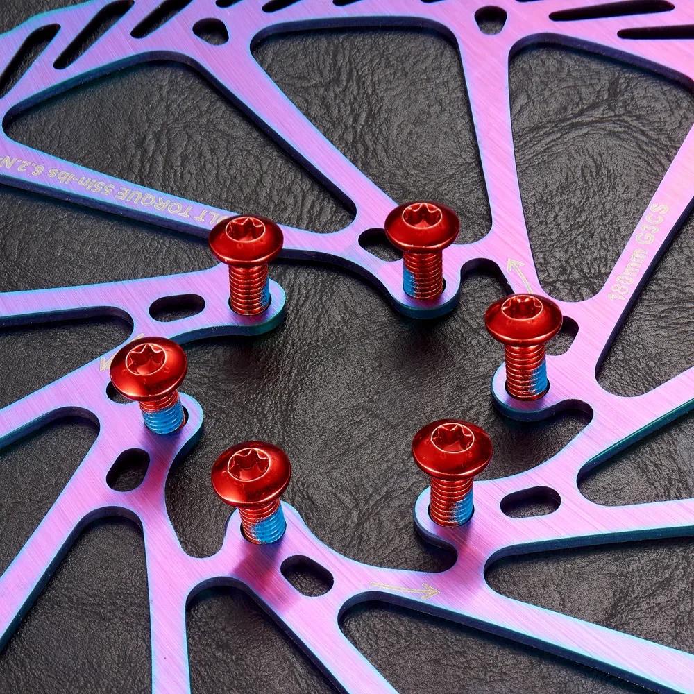12pcs Colorful Bicycle Disc Brake Rotor Bolts T25 M5x9mm Stainless Steel Road Bike Fixing Screws Part Cycling Accessory