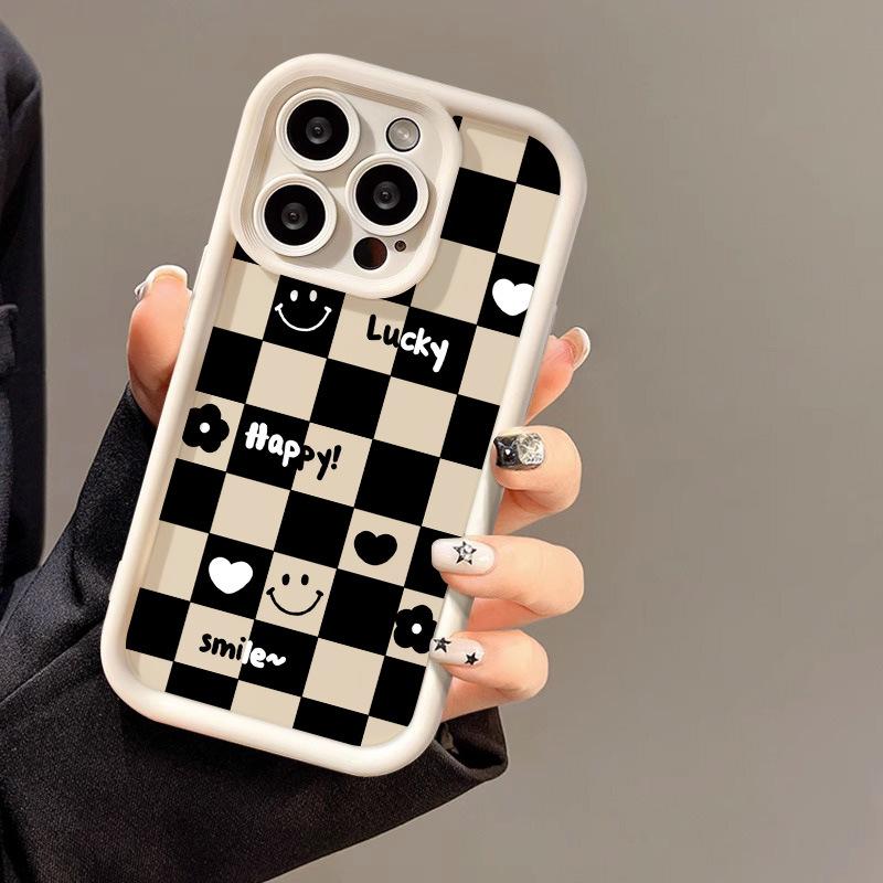 Love Smiley Face Is Suitable for Iphone17promax Mobile Phone Case 14Pro Anti-drop 13/12 Fine Hole Matte 15 Soft Case