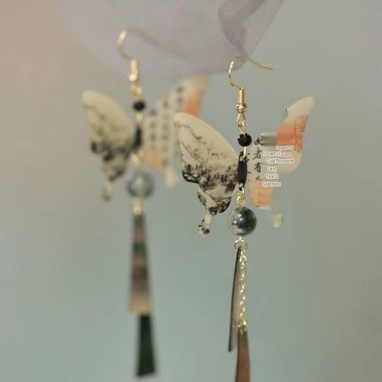 Boucles d'oreilles rétro à longues pampilles pour femmes - Accessoires Hanfu polyvalents de style chinois