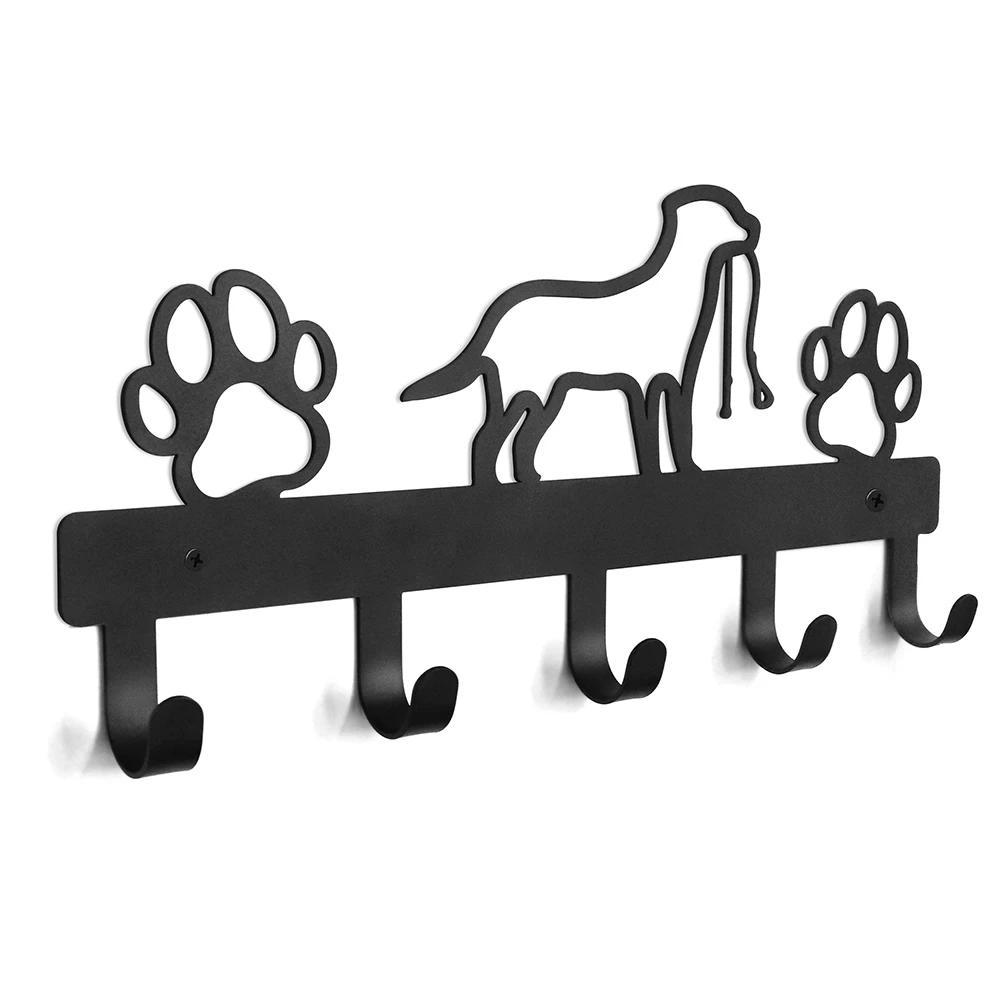 Metal Paw Pet Dog Hanger 5 Hooks Coat Hanger Key Wall Rack Holder Organizer Towel Rack Storage Hook Iron Art