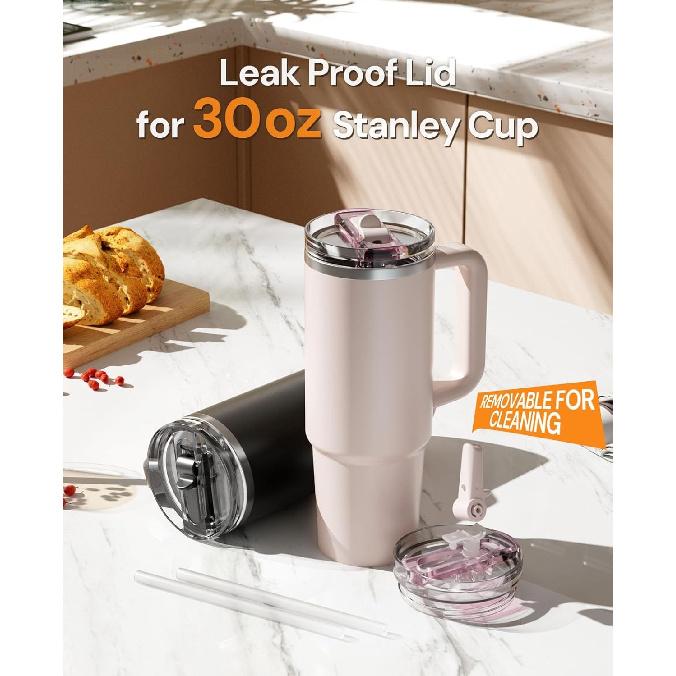 30oz Klappdeckel mit Strohhalm für Stanley Quencher H2.0 Becher Auslaufsicherer Deckel Ersatz Auslaufschutz für Stanley Becher Zubehör Becherhalter 5