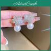 Stunning Earrings Pearl 2023 New Design Alloy Material Floral Style Shiny Diamond Pearl Earrings