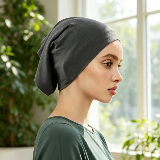Headscarf Inner Hat Mercerized Cotton Soft Breathable Sweat-Wicking Base Hat High Elasticity No Pilling Fading Headscarf Liner