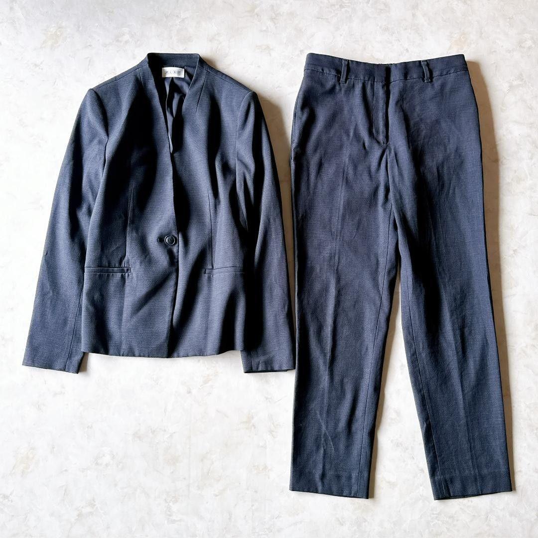 [Good Condition] PLST Collarless Pants Suit Linen Blend Setup