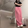 Raspberry Ice Silk Yamamoto Pants for Women - Fall/Spring Drapey High-Waisted Straight-Leg Slimming Casual Wide-Leg Trousers