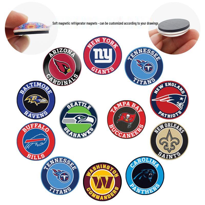 NFL Team Logo Glass Refrigerator Magnet - DIY Soft-Patch Set