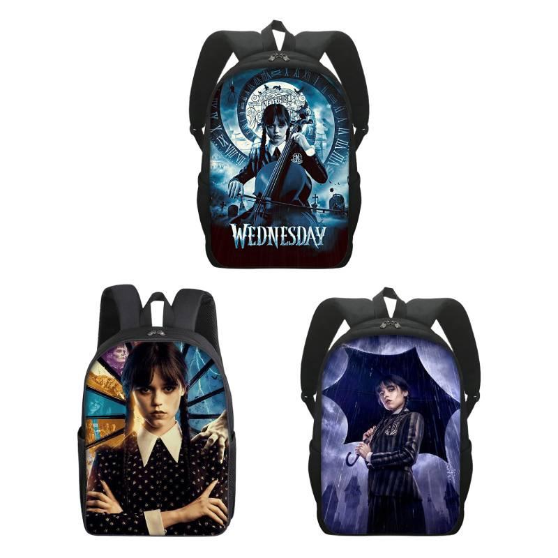 2023 New Wednesday Addams Backpack For Elementary School Students Double Layer Design For Boys And Girls