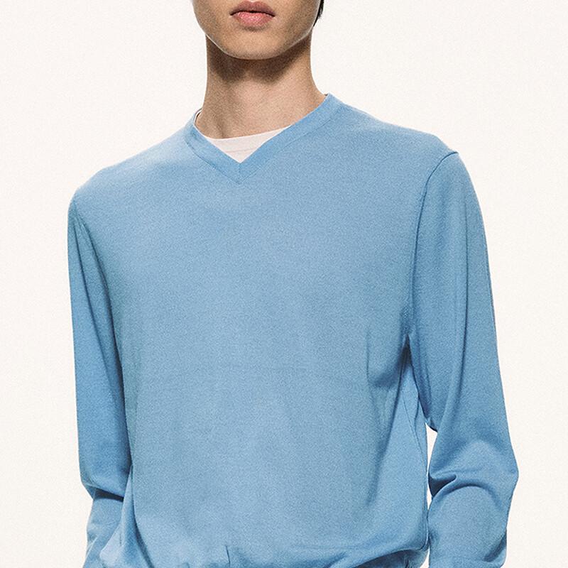 CROQUIS Men's V-Neck Long Sleeve Wool Sweater