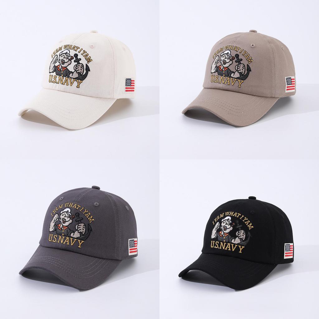 Cotton Baseball Cap With Embroidered Flags And Letters For Summer Sun Protection