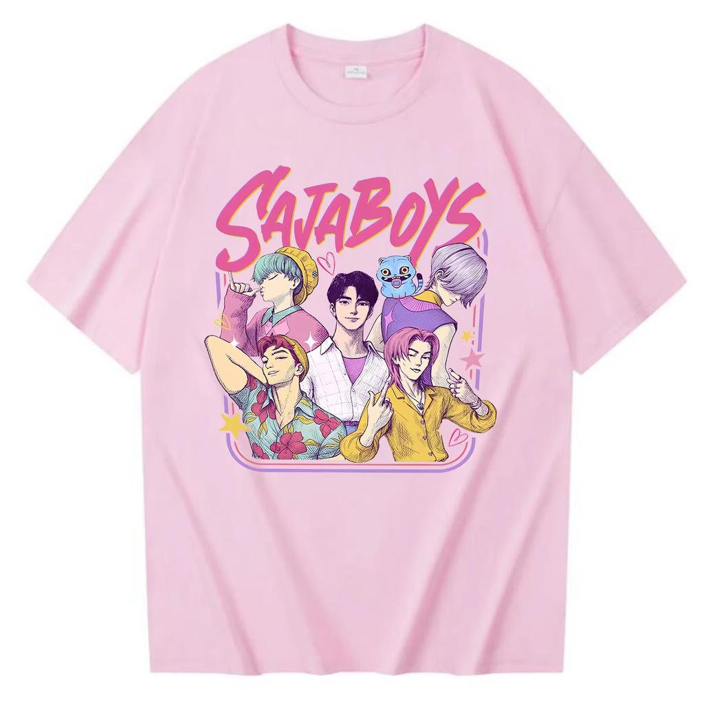 Kpop Demon Hunters Saja Boys T-Shirt - Harajuku Style O-Neck Tee Official Fan Gift & Collectible Merchandise