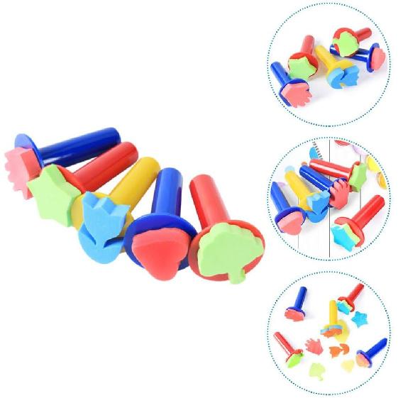 Heart Stamp 5pcs Painting Foam Painting Stamper Heart Flower Star Tree Shaped Drawing Brush Finger Paint Stamper for DIY Craft Sponge Paint for