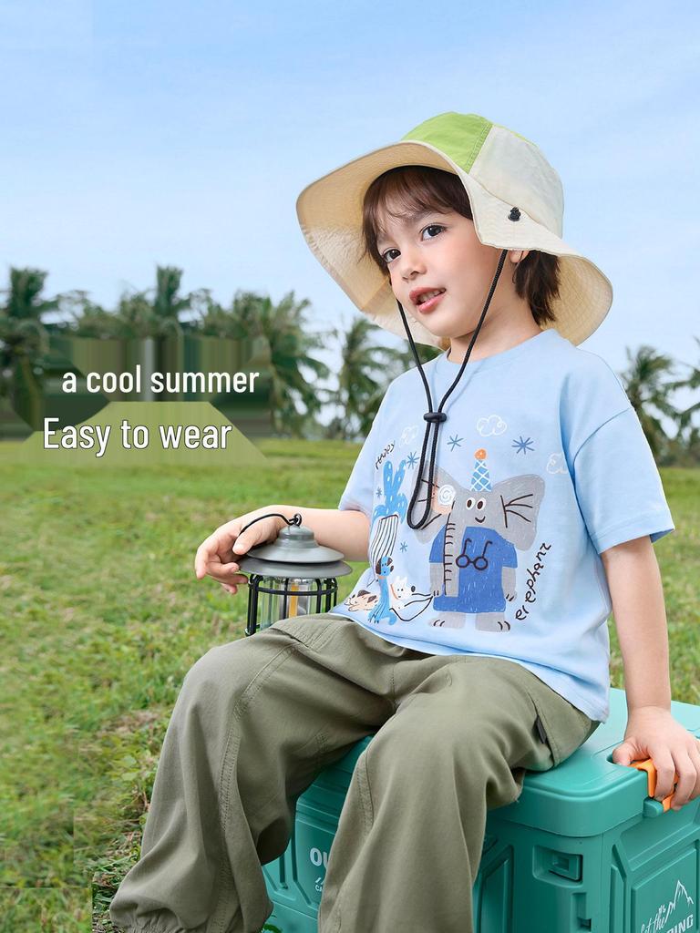 European Boys' Cool-Touch Cotton Short-Sleeve T-Shirt, Summer 2026 Collection for Toddler and Kids