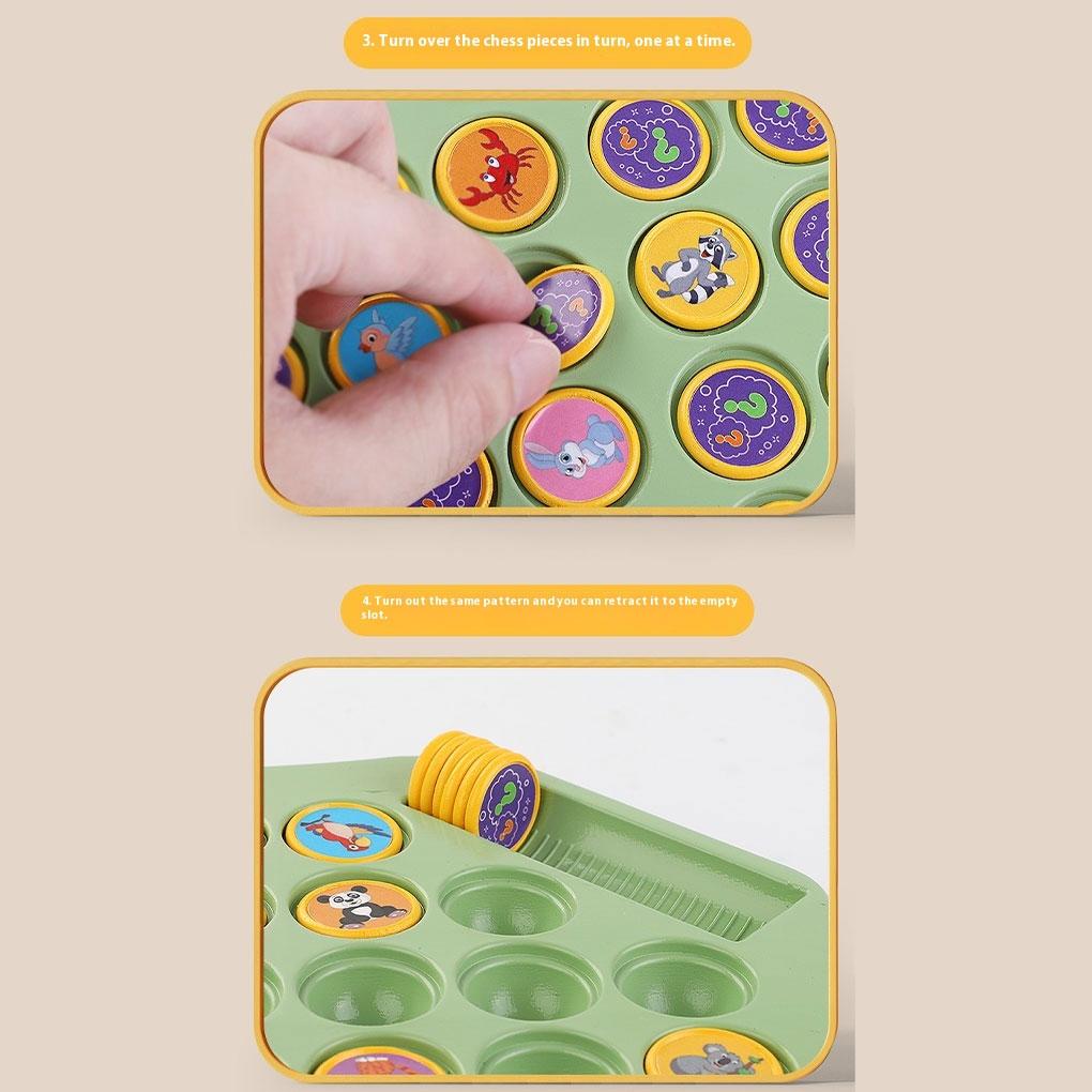 Scacchi a ribalta per la memoria Apprendimento attraverso scacchi a ribalta con animali e frutta Gioco di memoria per appuntamenti di gioco prescolari Migliorare le capacità cognitive giocando con animali