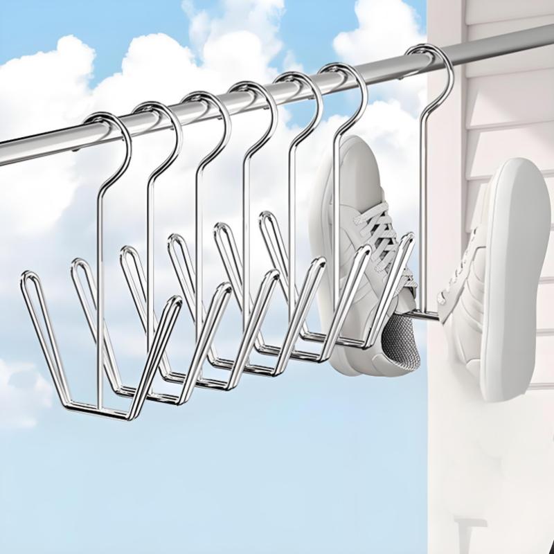 1/4Pcs Stainless Steel U-Shaped Shoe Drying Rack, Windproof, Quick-Dry, Space-Saving Wall-Mounted Hooks For Outdoor & Indoor Use