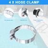 2-Pack 38mm Pool Hose Connectors - Double Nozzle Adapter W/ 4 Stainless Clamps