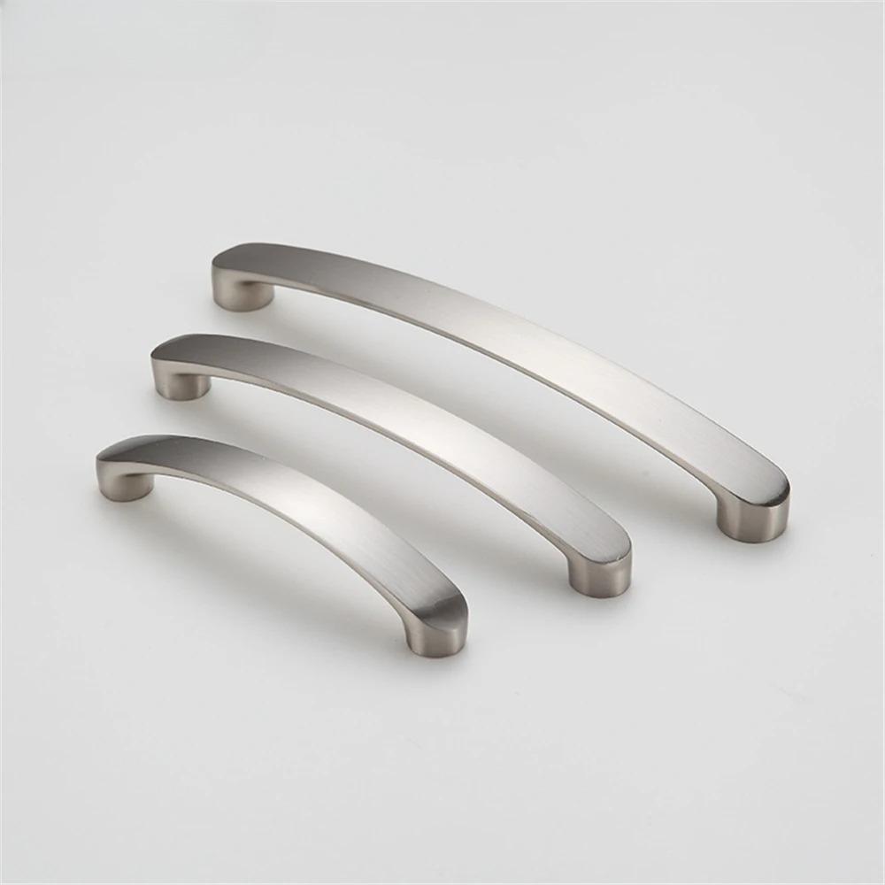 Bright Chrome Furniture Cabinet Handle Modern Minimalist Kitchen Door Knob Brushed Drawer Wardrobe Door Pull Hardware Dress Knob
