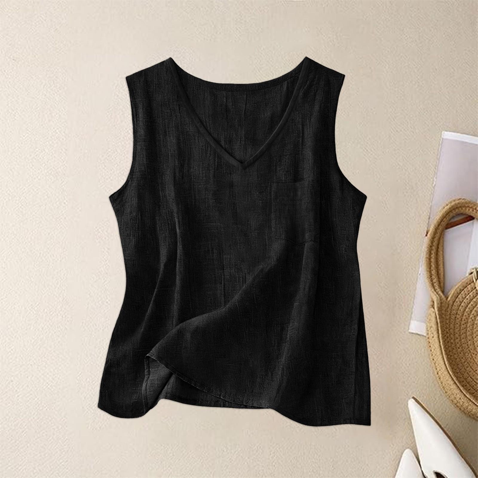 Women s Color Cotton And Linen Camisole Loose Inner Sleeveless Versatile Bottoming Top S