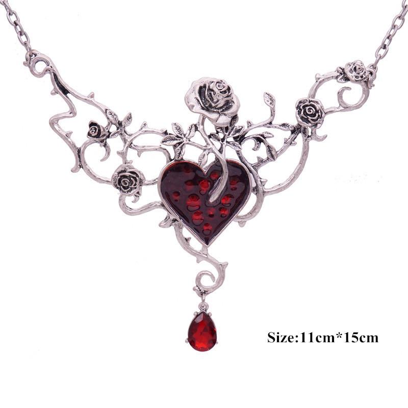 "Roses feed on the heart" New Style Gothic Punk Red Necklace Halloween Rose Necklace