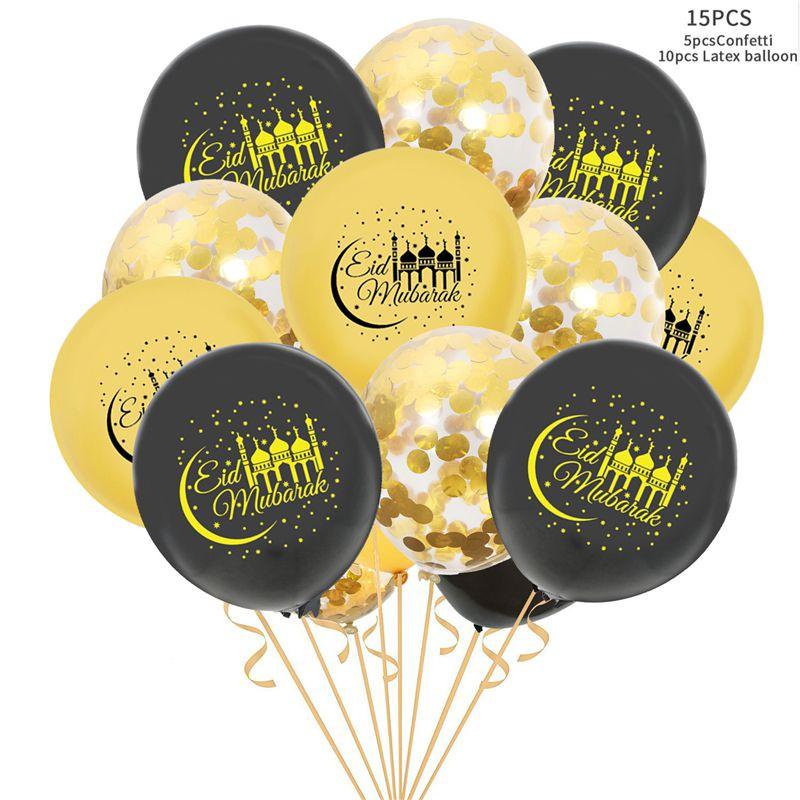 

Ramadan Mubarak Eid Letter Pentagram Moon Party Foil Balloons Set Home Decor Uk Castle-15pcs