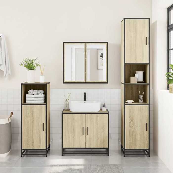VidaXL Bathroom Vanity Unit Sonoma Oak Engineered Wood, Bathroom Sink Cabinet, Bathroom Furniture 849265