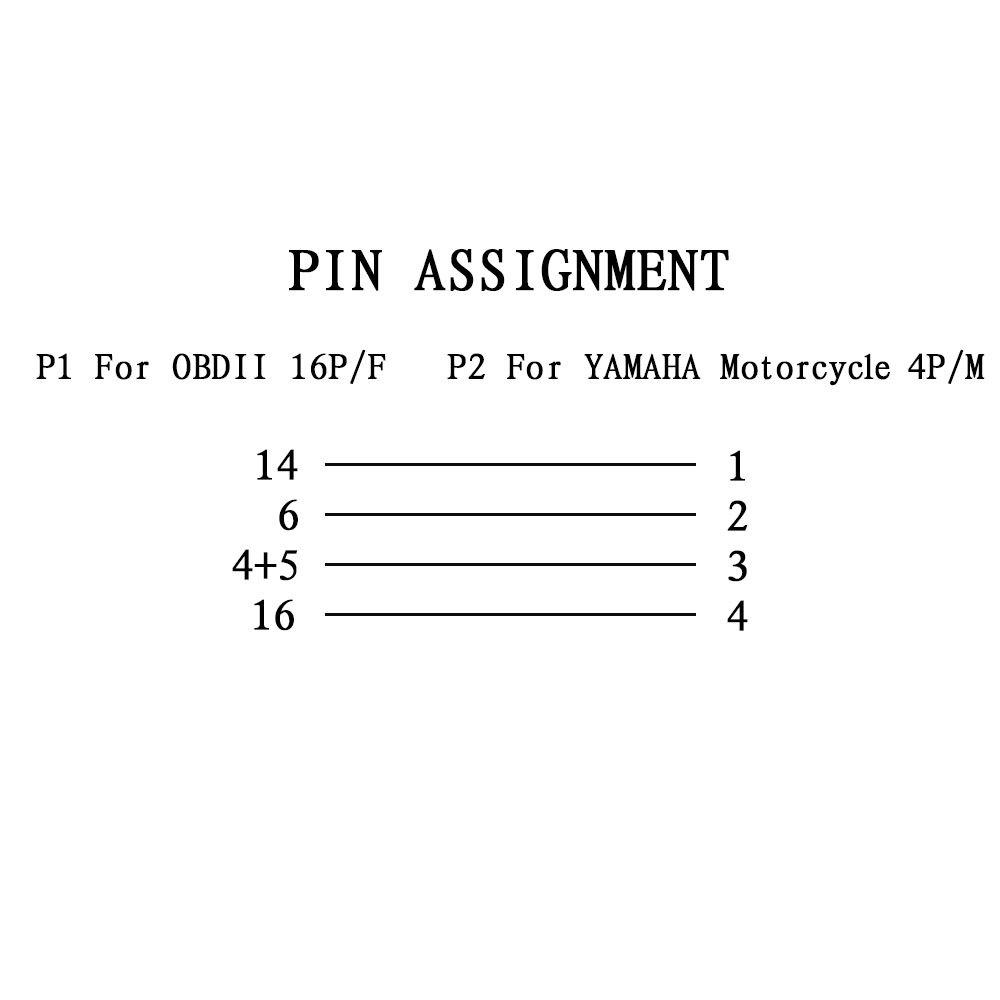 OBD2-adapter OBD2 4-pinners til OBD2 16-pinners Kompatibel med Yamaha FZ10 (2016–2019), MT07 (2017-2018), MT09 Motorsykkel, Scooter - 30cm