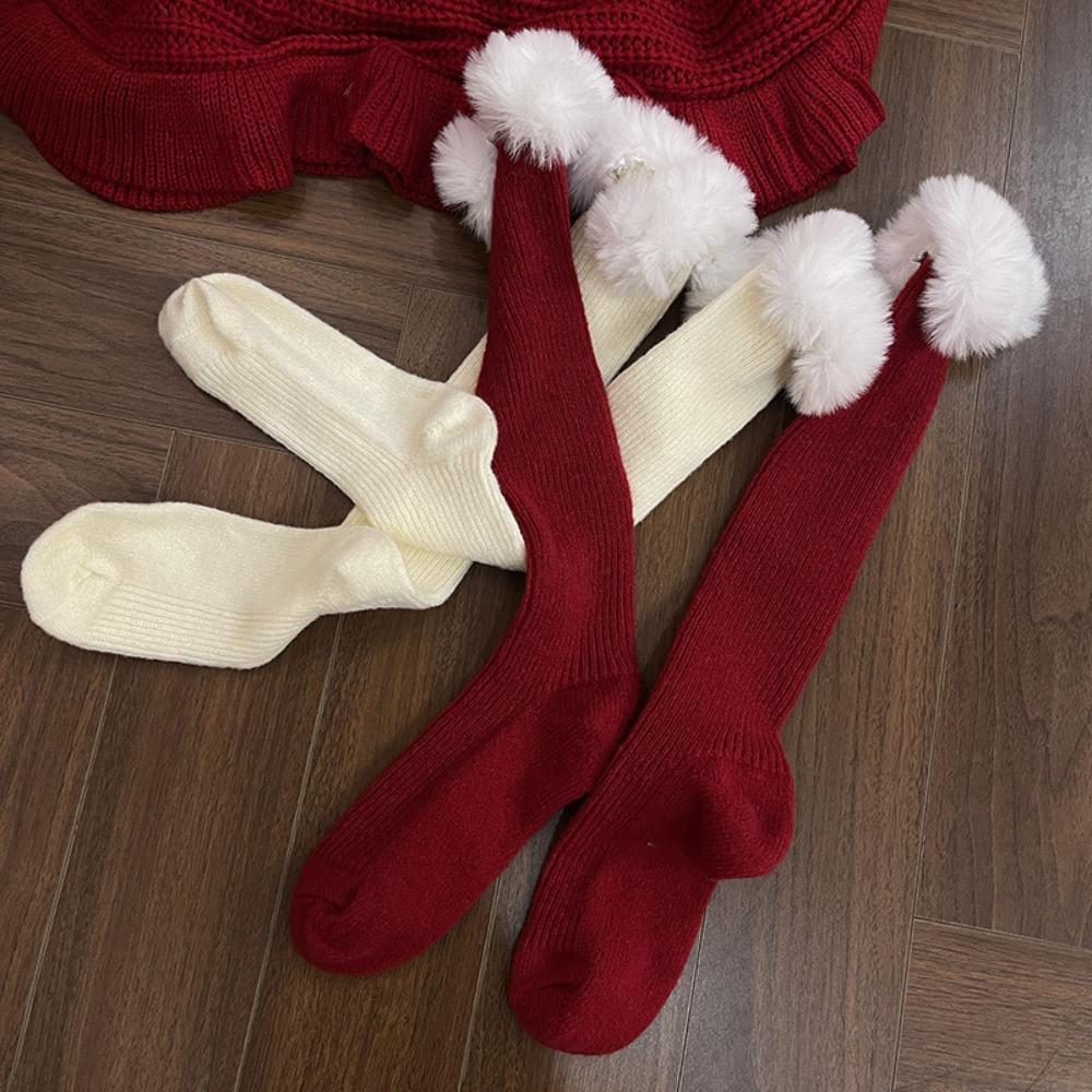 

Solid Color Cute Plush Socks Acrylic Fibers Sweet Style Socks New Calf Socks