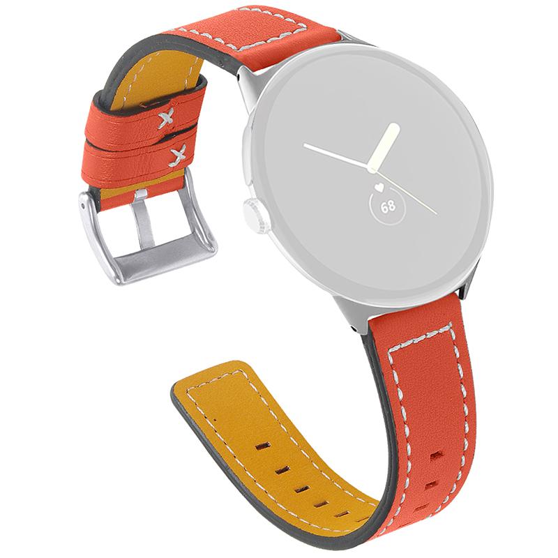

Stitching Watch Band for Google Pixel Watch 3 41mm/Watch 2/Pixel Watch Genuine Leather Watch Strap Replacement Part Orange