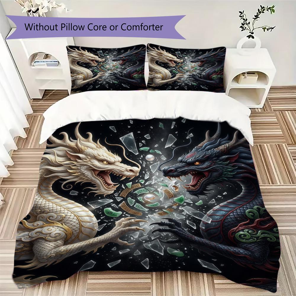 Dragon Pattern Bedding uilt Set uilt Cover Pillowcase Home Decoration Birthday Gift (1 * duvet cover + 2 * pillowcase without core)